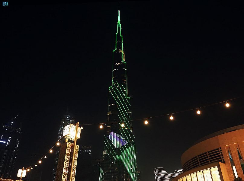 برج خليفة يحتفي بمشاركة المملكة في إكسبو 2020 دبي
