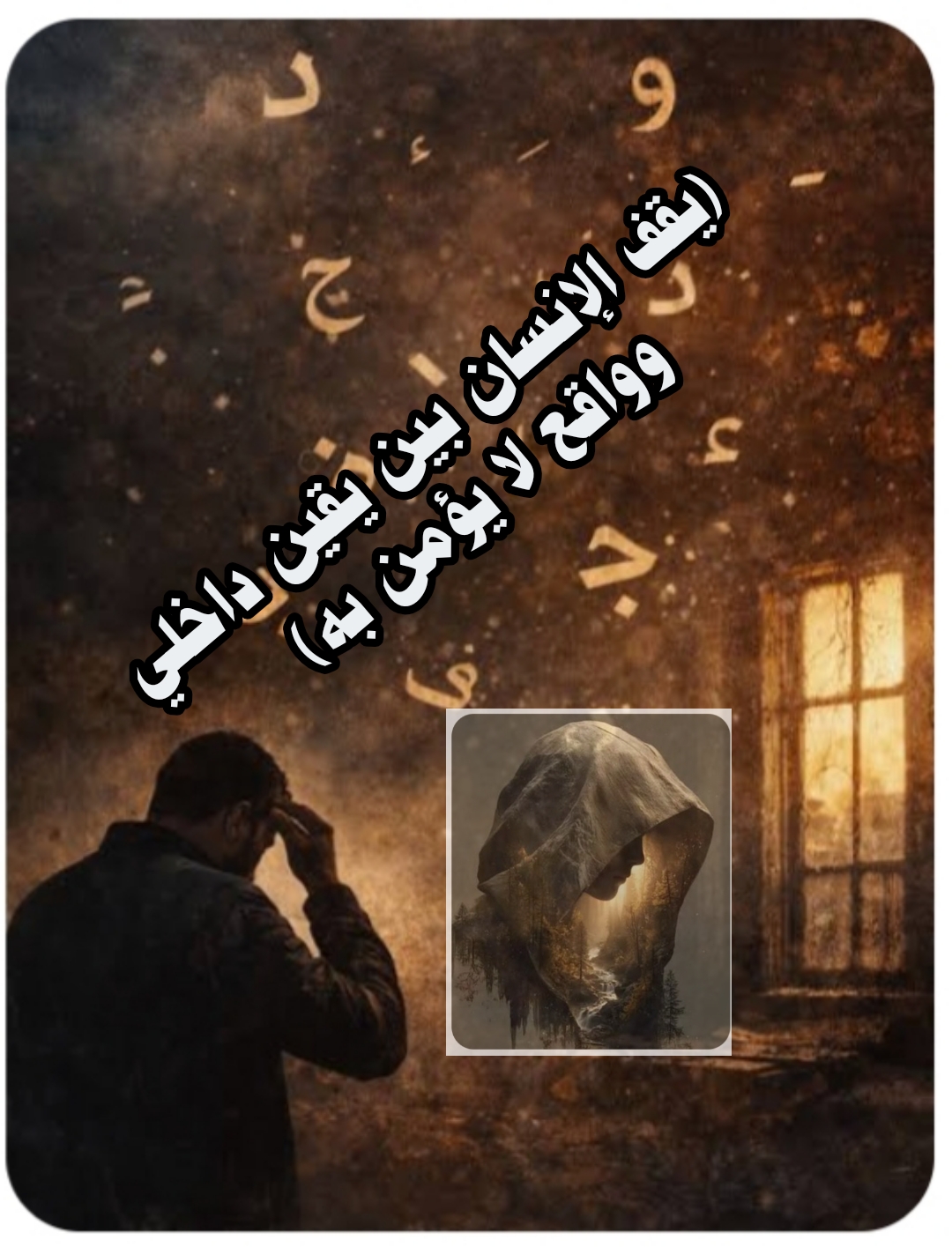 (يقف الإنسان بين يقين داخلي وواقع لا يؤمن به) 